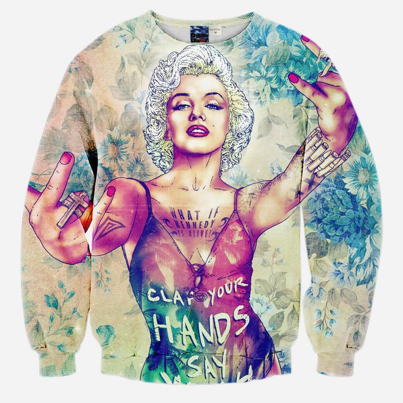 Thuggin Monroe All Over Print Marilyn Monroe Painting Crew Neck Sweatshirt