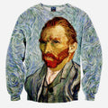 Vincent Van Gogh Tribute All Over Print Sky Blue Crew Neck Sweatshirt
