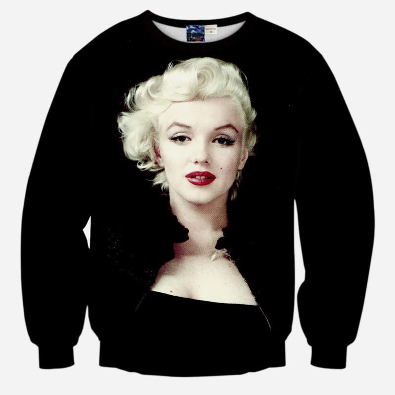 Marilyn Monroe All Over Print Black Crew Neck Sweatshirt