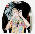 Miley Cyrus All Over Print Hannah Montana Smoking Weed Joint And Blunt In The Studio Crew Neck Sweatshirt