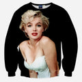 Marilyn Monroe All Over Print Black Crew Neck Sweatshirt
