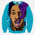 Wiz Khalifa All Over Print Purple Smoke Sky Blue Crew Neck Sweatshirt