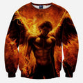 Burning Angel All Over Print Imaliea Man Angel Fire Wings Arms Fantasy Crew Neck Sweatshirt