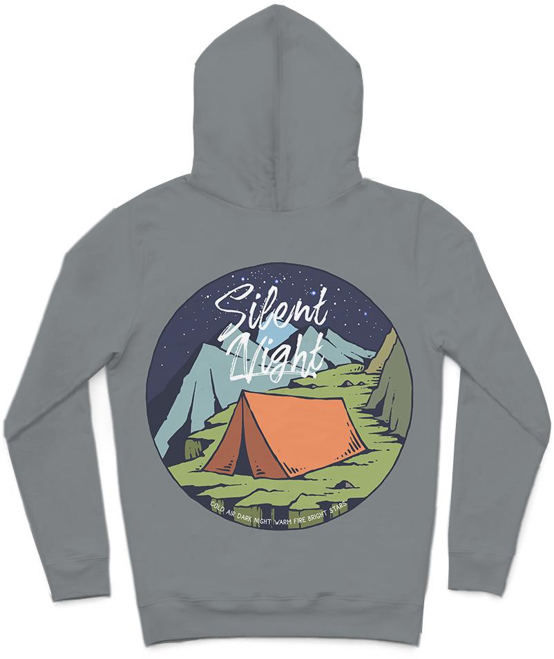 Silent Night Trendy All-Over Print Solid Regent Grey Hoodie