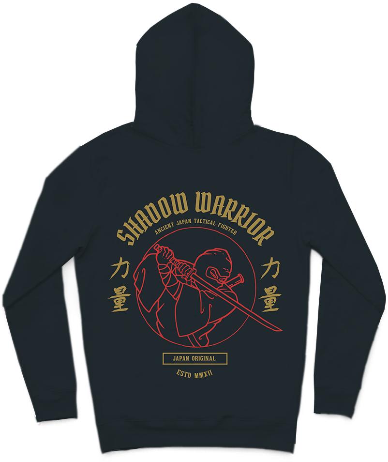 Shadow Warrior Trendy All-Over Print Solid Black Pearl Hoodie