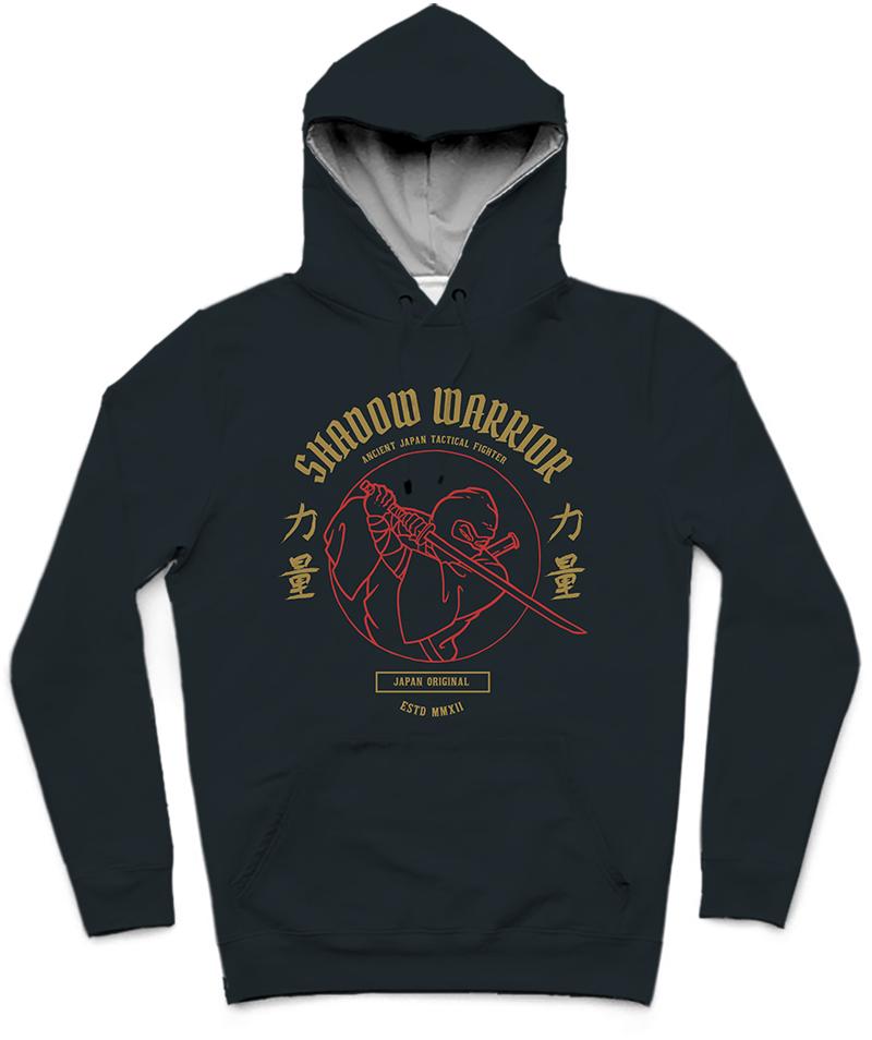 Shadow Warrior Trendy All-Over Print Solid Black Pearl Hoodie
