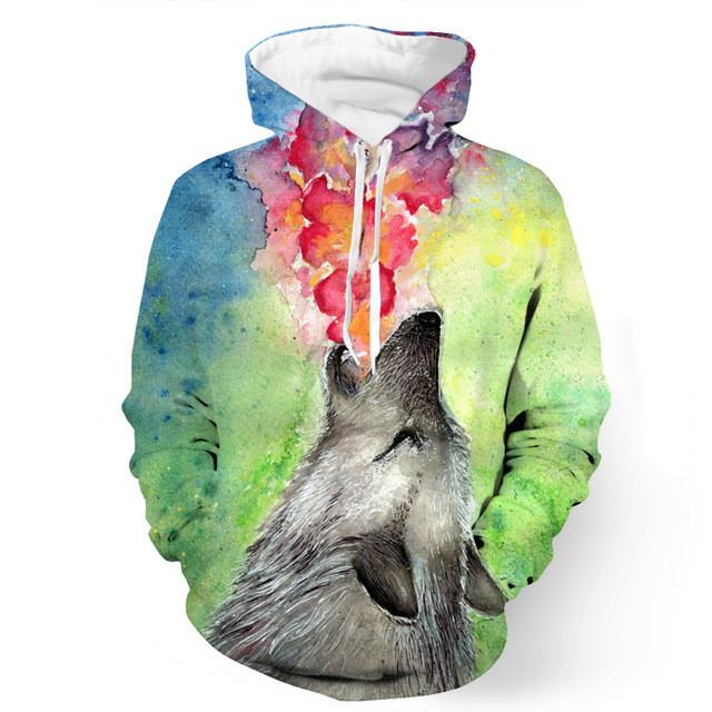 Oil Pastel Wolf Painting Hoodie