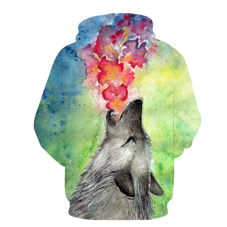 Oil Pastel Wolf Painting Hoodie
