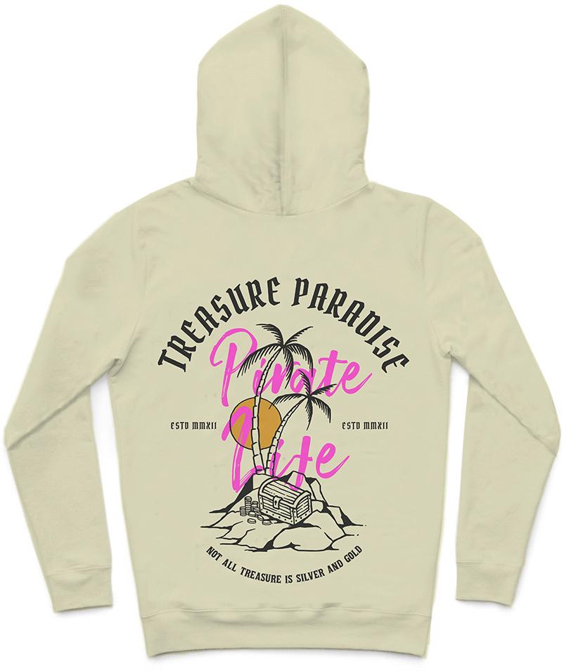 Pirate Life Trendy All-Over Print Solid White Rock Hoodie