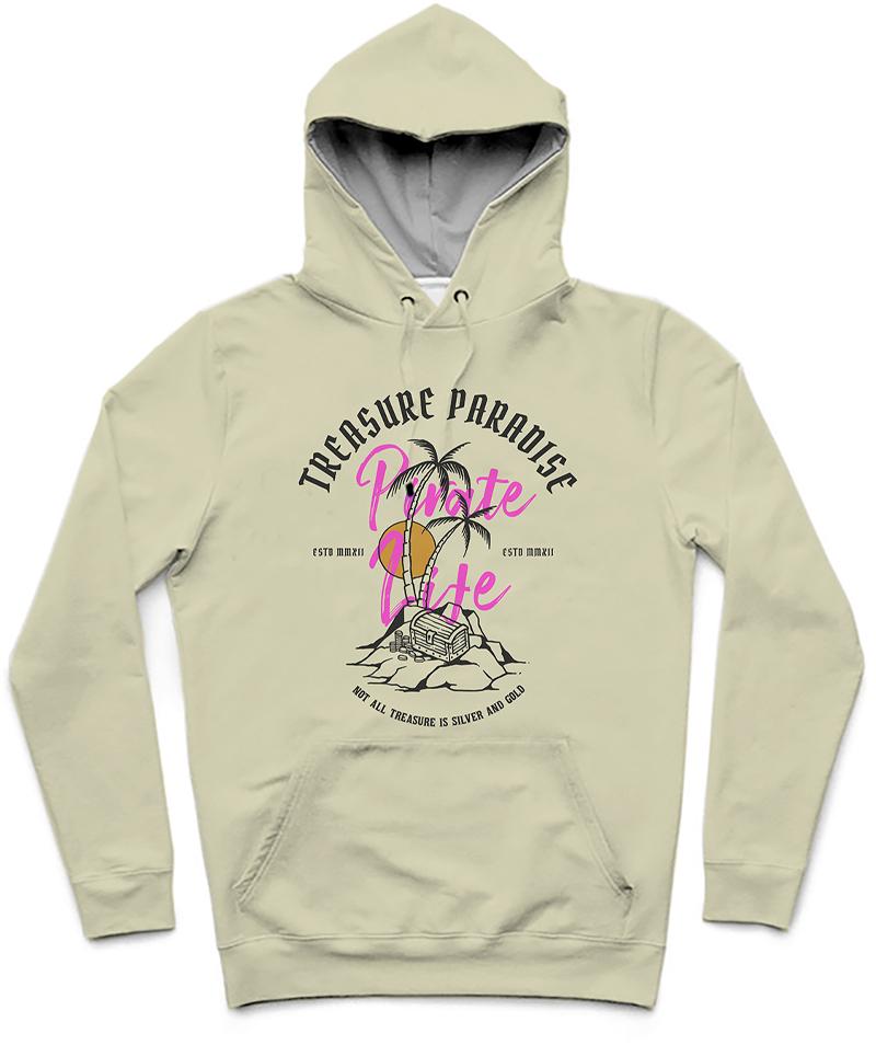 Pirate Life Trendy All-Over Print Solid White Rock Hoodie