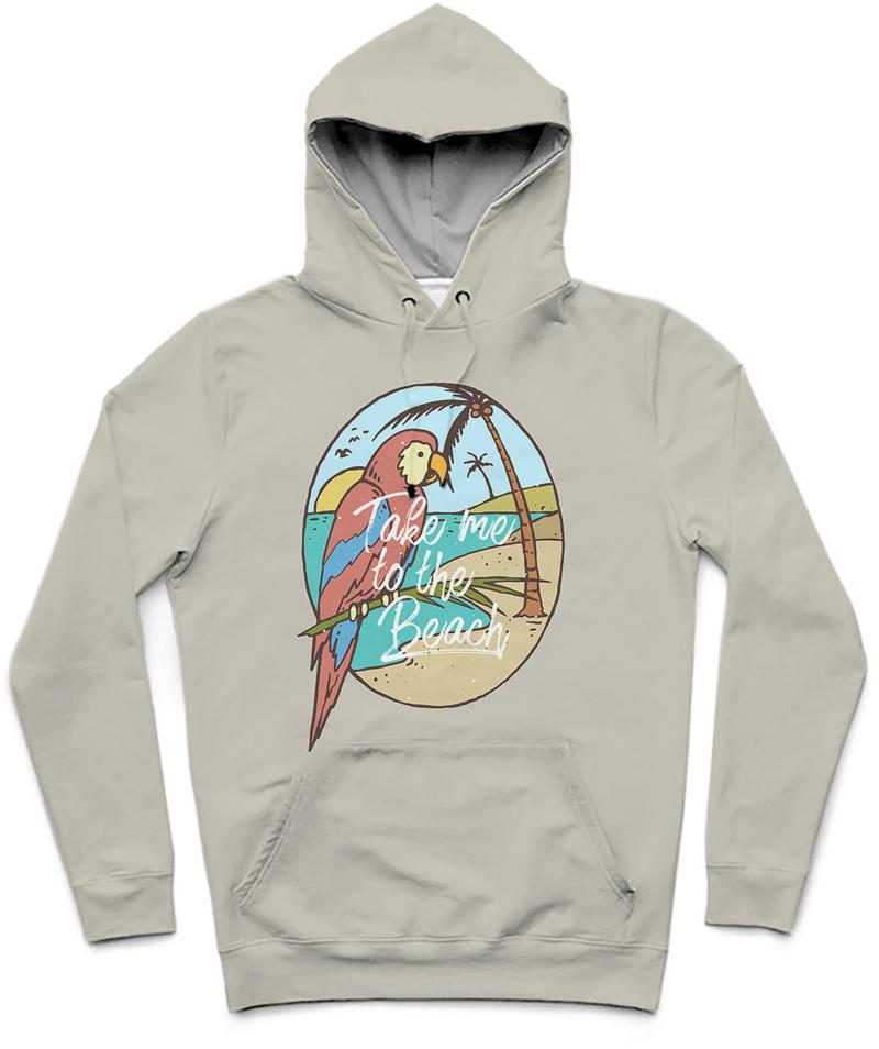 Take Me To The Beach Trendy All-Over Print Solid Grey Nickel Hoodie