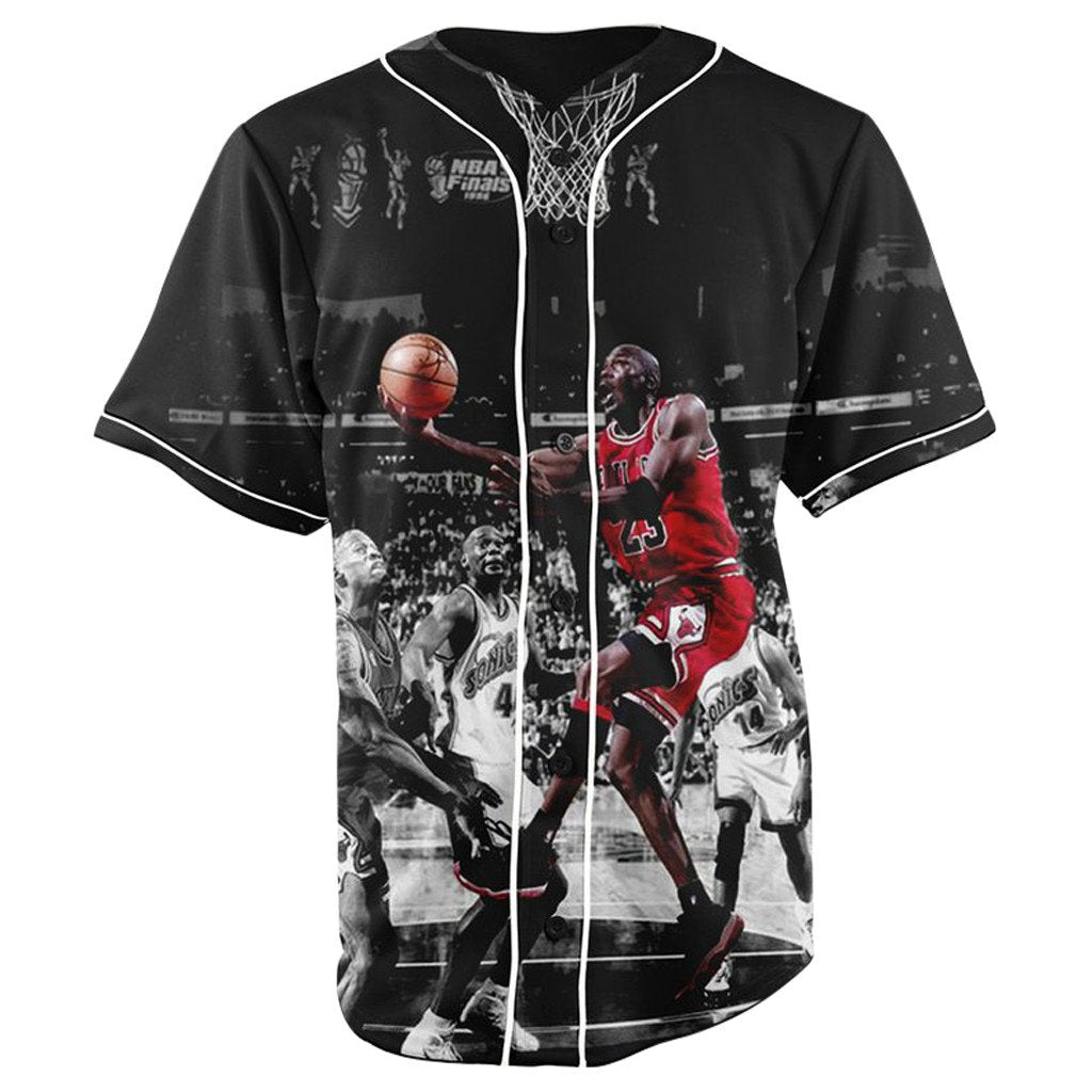 Michael Jordan V3 Black Button Up Baseball Jersey