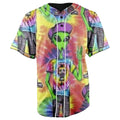 Alien Hippie Tie Dye Button Up Baseball Jersey