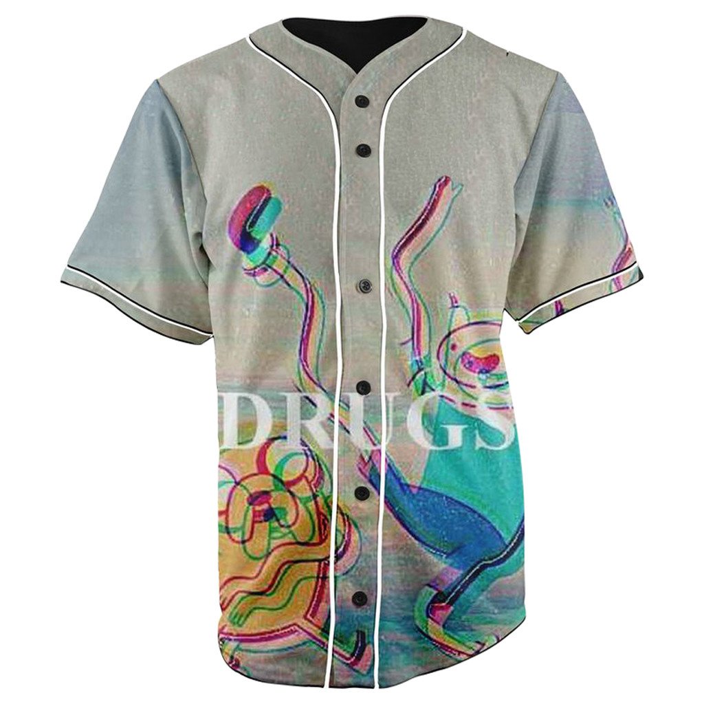 Drug Adventure Time Button Up Baseball Jersey