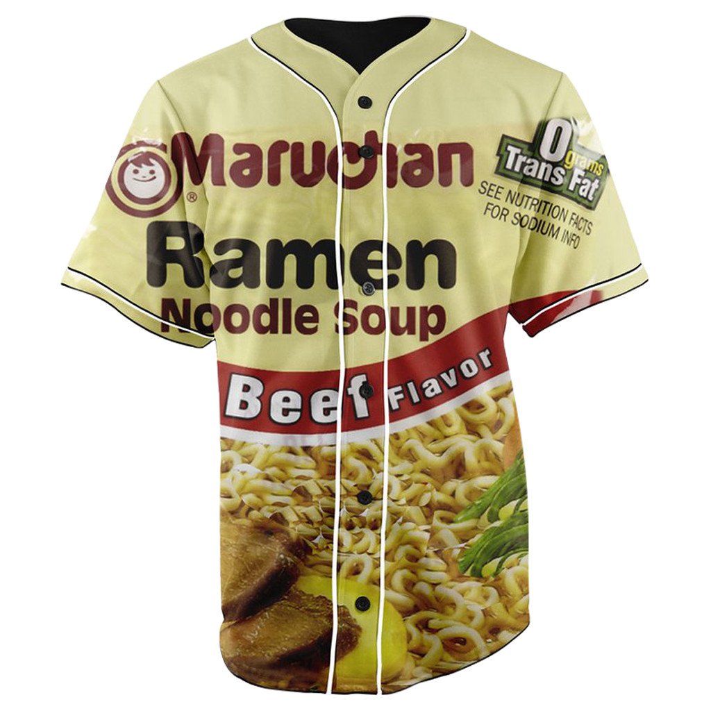 Beef Flavor Ramen Noodle Soup Button Up Baseball Jersey