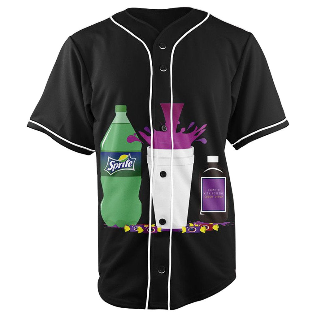 Dirty Sprite Black Button Up Baseball Jersey