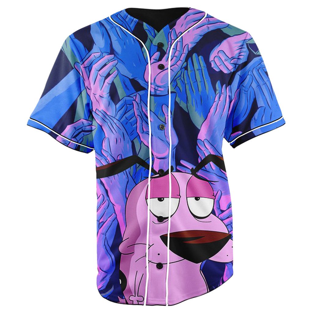 Courage The Cowardly Dog Button Up Baseball Jersey