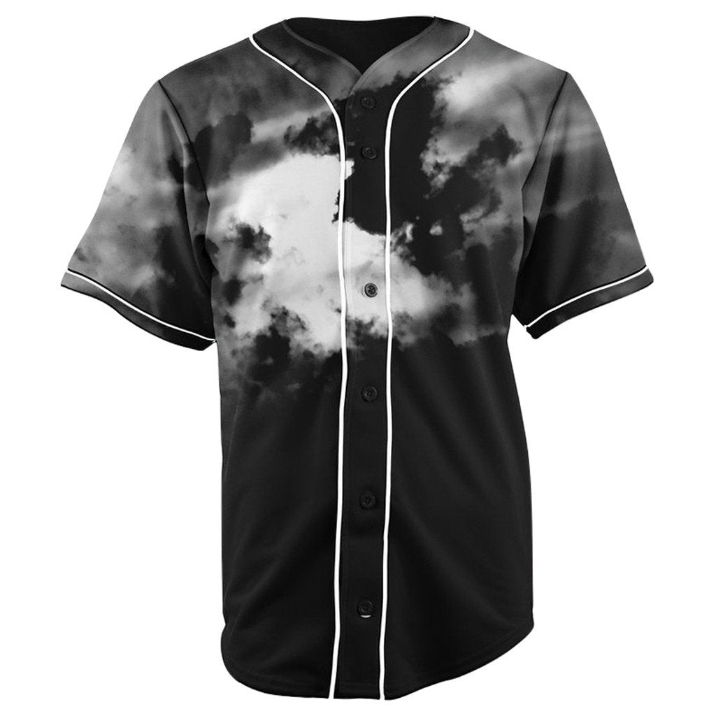 Dark Clouds Black Button Up Baseball Jersey