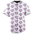 Diamonds White Button Up Baseball Jersey