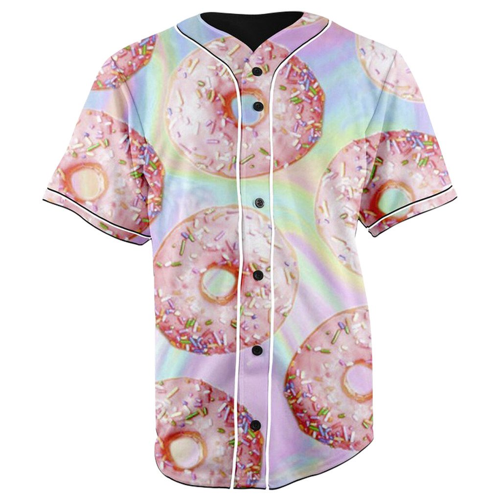 Donuts Tie Dye Button Up Baseball Jersey