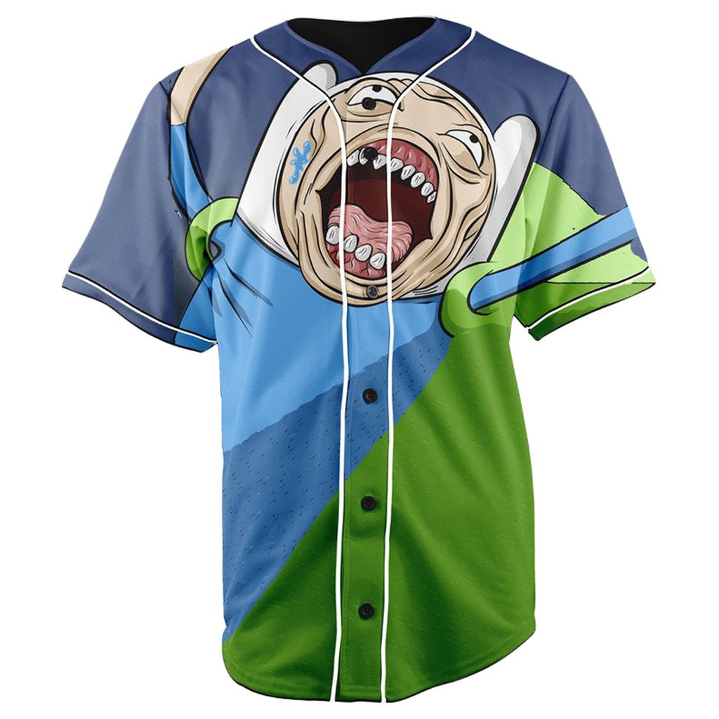 Finn The Human Adventure Time Button Up Baseball Jersey