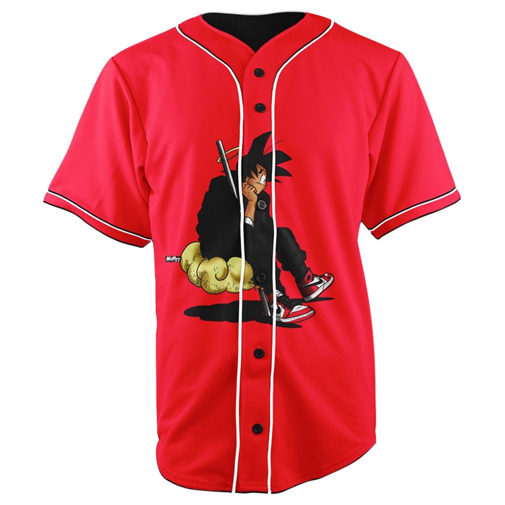 Fresh Goku Dragon Ball Z Red Button Up Baseball Jersey