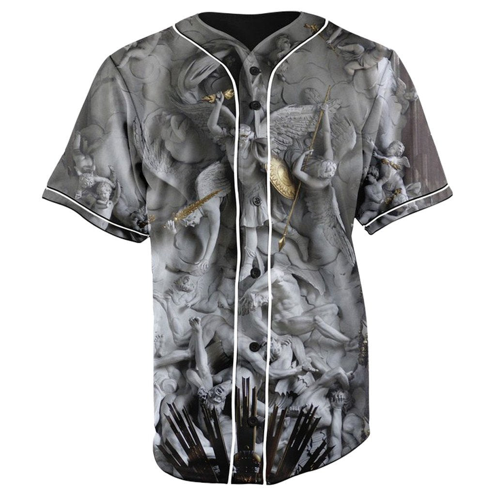 Gods Gray Button Up Baseball Jersey