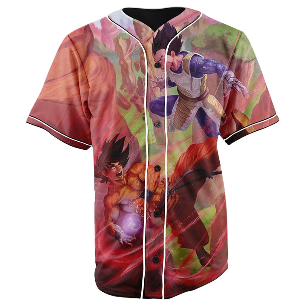 Goku Versus Vegeta Dragon Ball Z Button Up Baseball Jersey