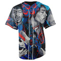 Jimi Hendrix Blue Button Up Baseball Jersey