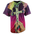 Cross Joint Smoke Button Up Baseball Jersey