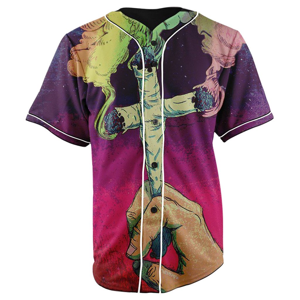 Cross Joint Smoke Button Up Baseball Jersey