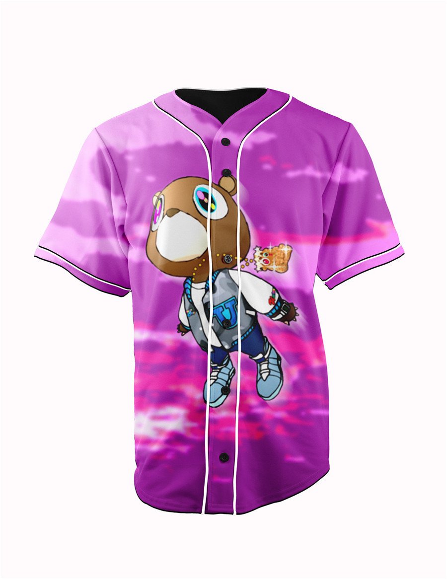 Drop Out Bear Button Up Baseball Jersey