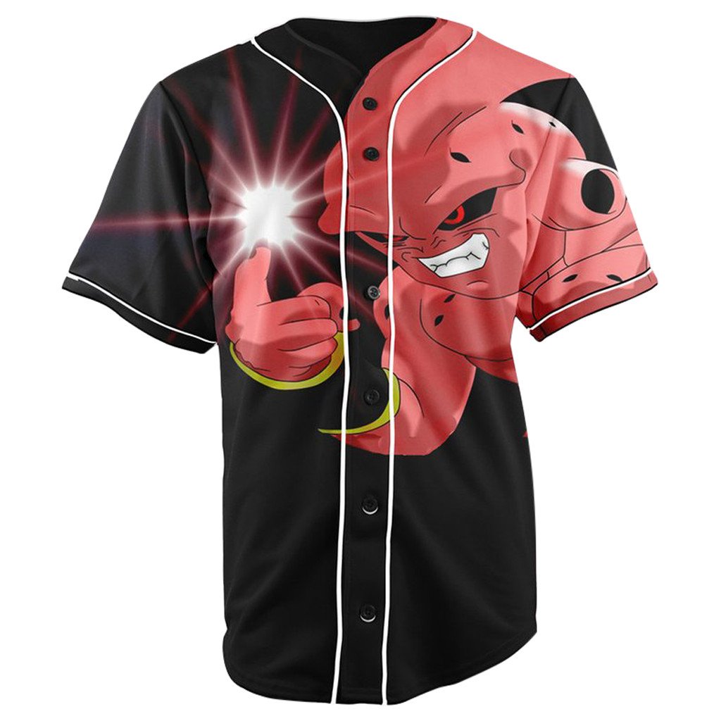 Kid Buu Dragon Ball Z Black Button Up Baseball Jersey