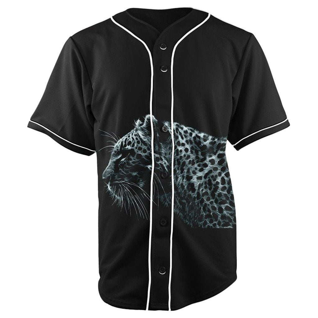 Leopard Black Button Up Baseball Jersey