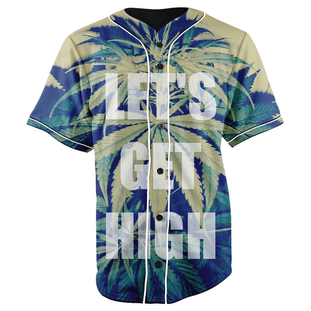 Lets Get High Button Up Baseball Jersey