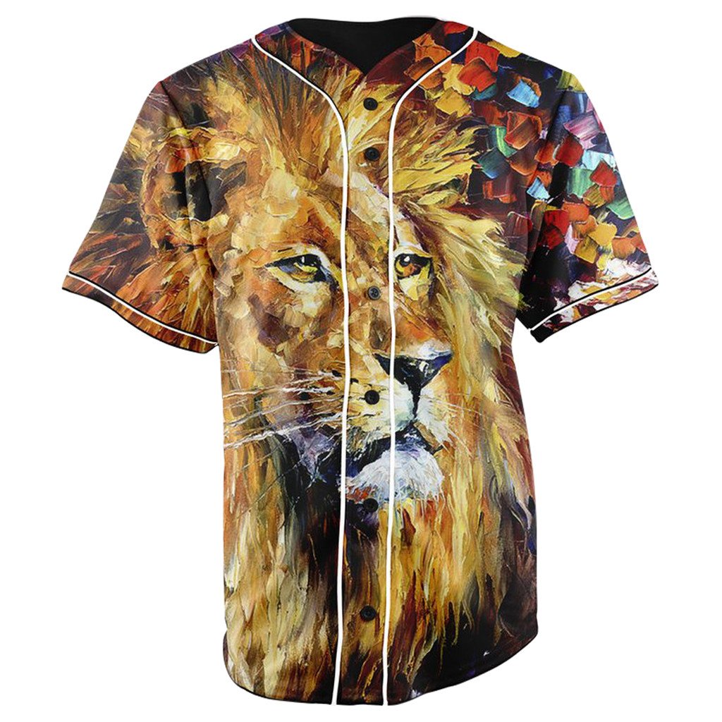 Lion Vibes Button Up Baseball Jersey