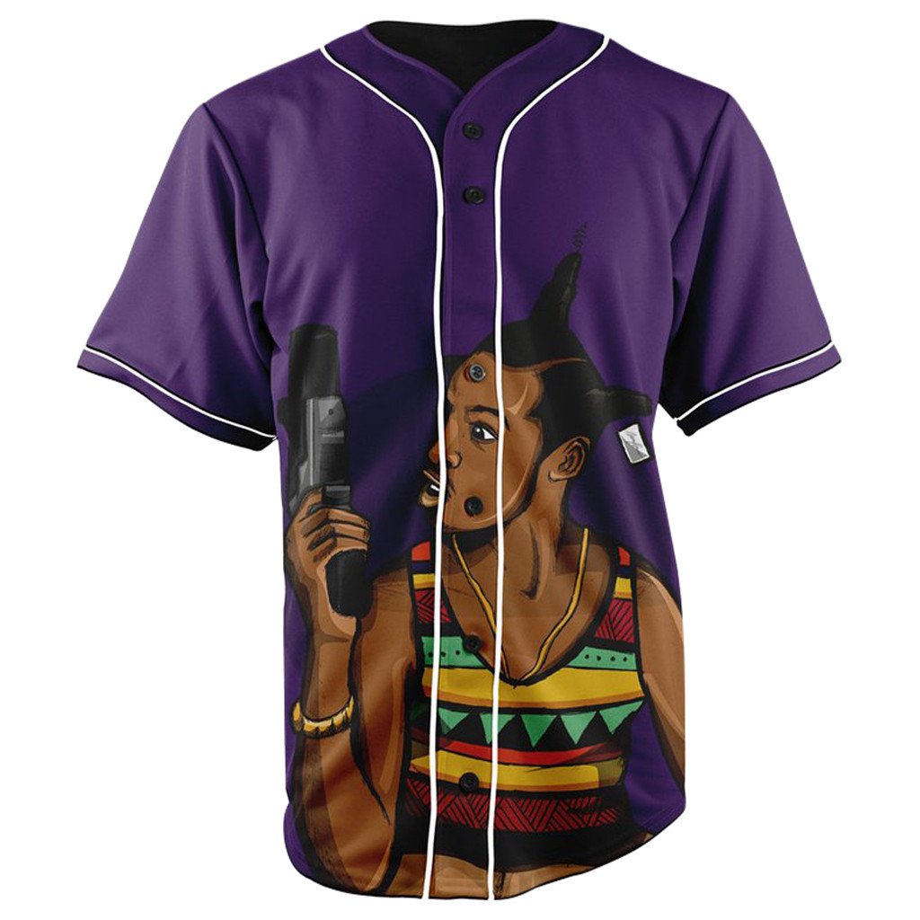 Loc Dawg Purple Button Up Baseball Jersey