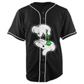 Mickey Hands Rolling Up Black Button Up Baseball Jersey