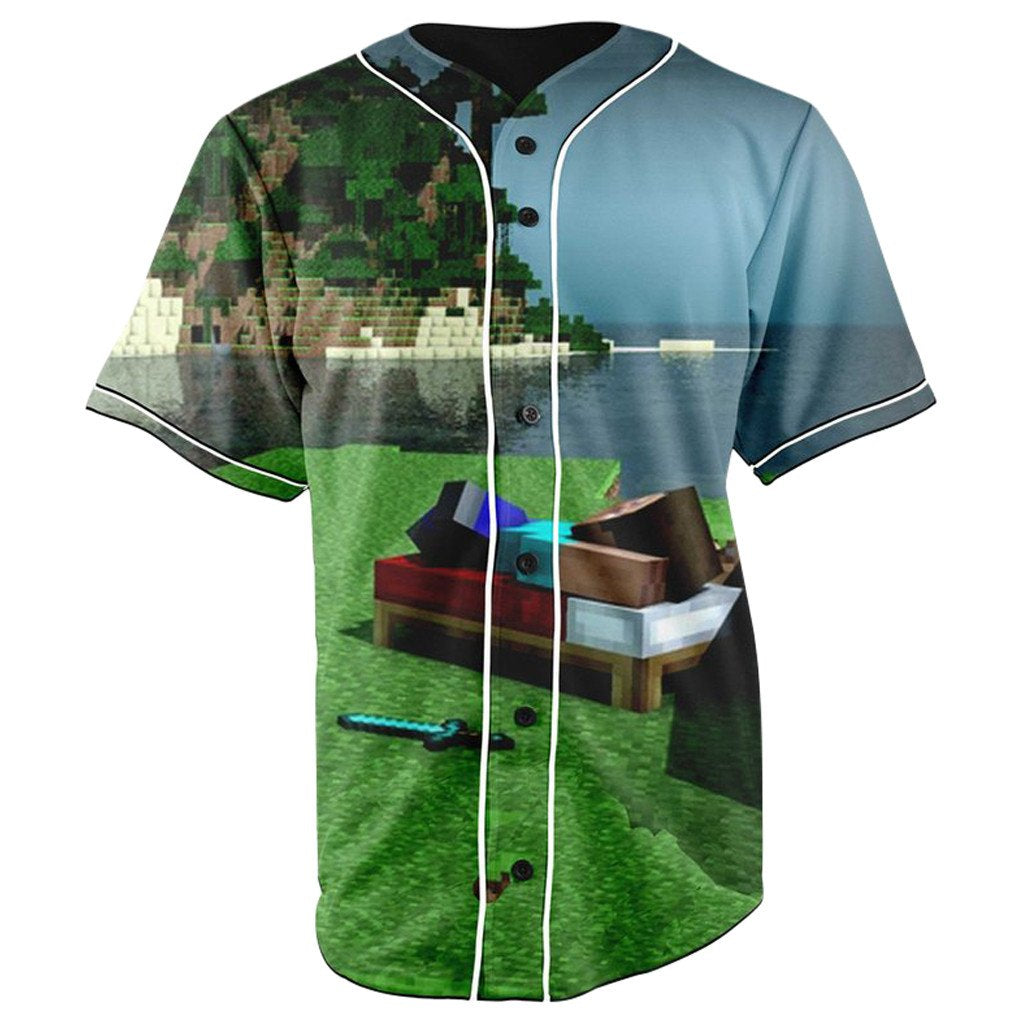 Minecraft Dreams Button Up Baseball Jersey