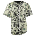 One Hundred Dollar Bill Collage Button Up Baseball Jersey