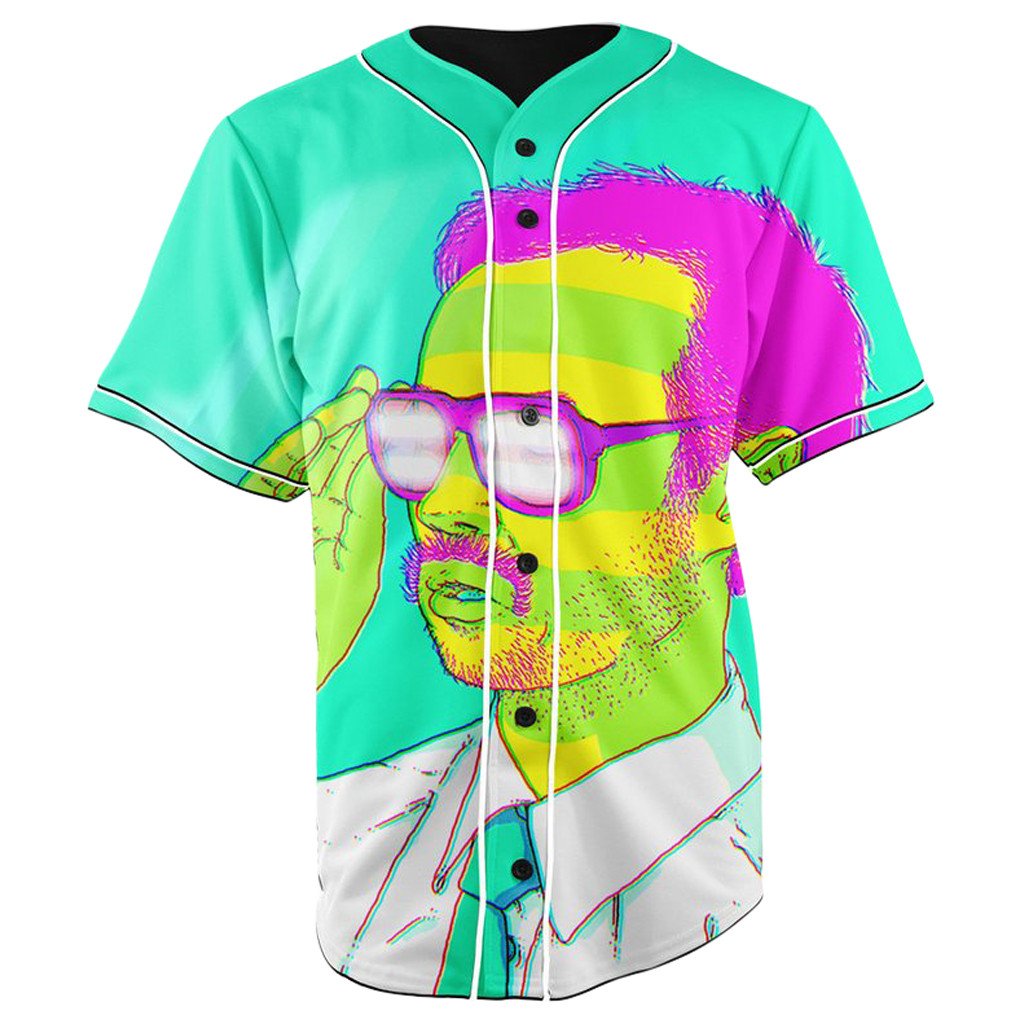 Nerd Power Button Up Baseball Jersey