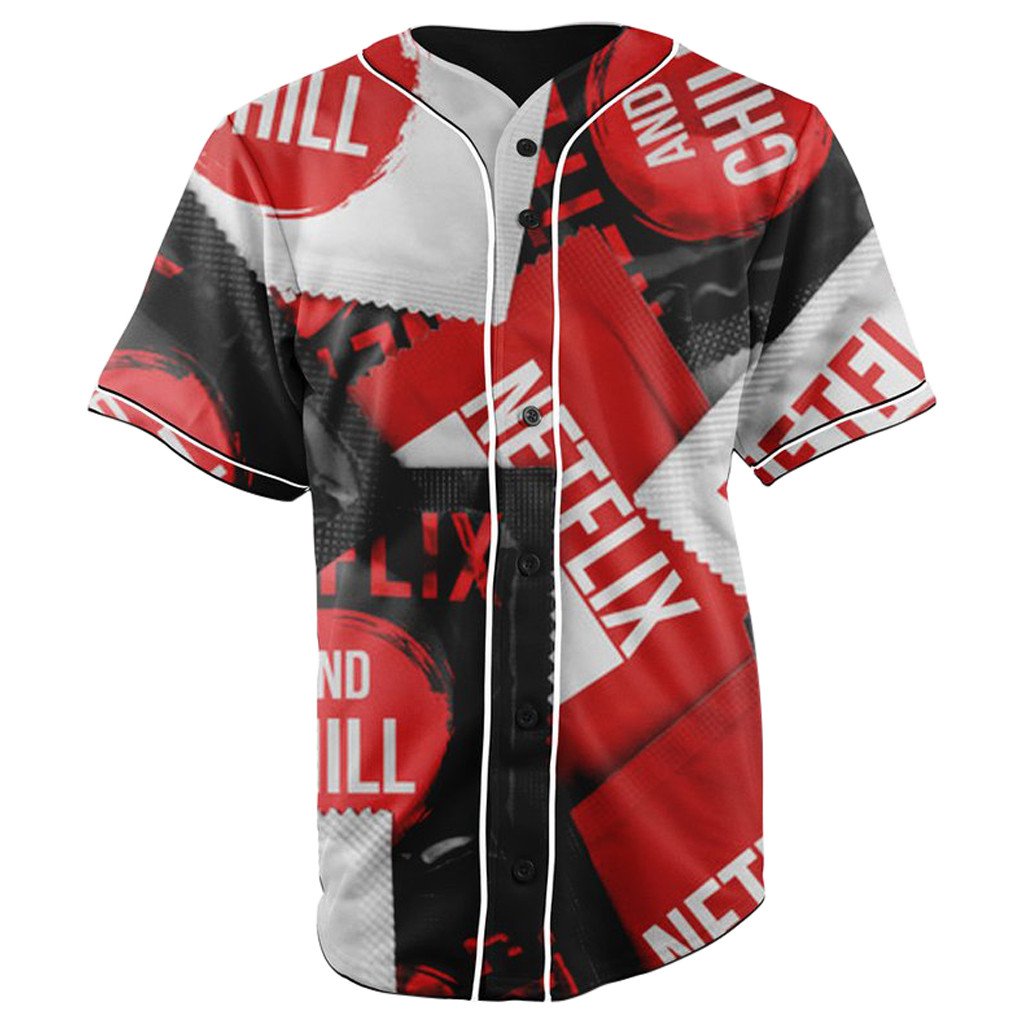 Netflix and Chill Button Up Baseball Jersey