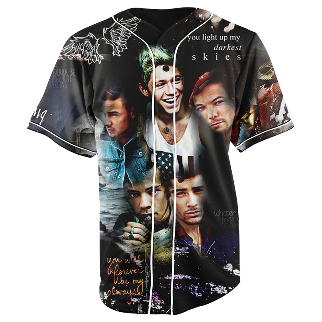 One Direction Black Button Up Baseball Jersey