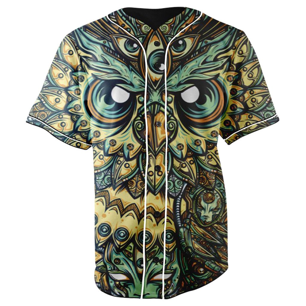 Owl Of The Night Button Up Baseball Jersey