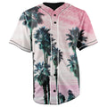 Pink & Palm Trees Button Up Baseball Jersey