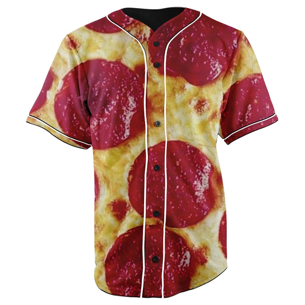 Pepperoni Pizza Button Up Baseball Jersey