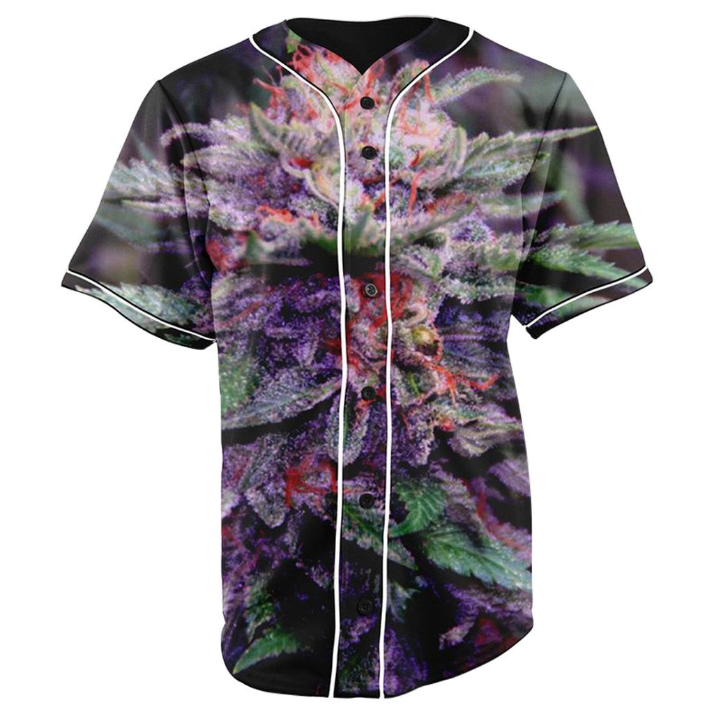 Purple Gas Button Up Baseball Jersey