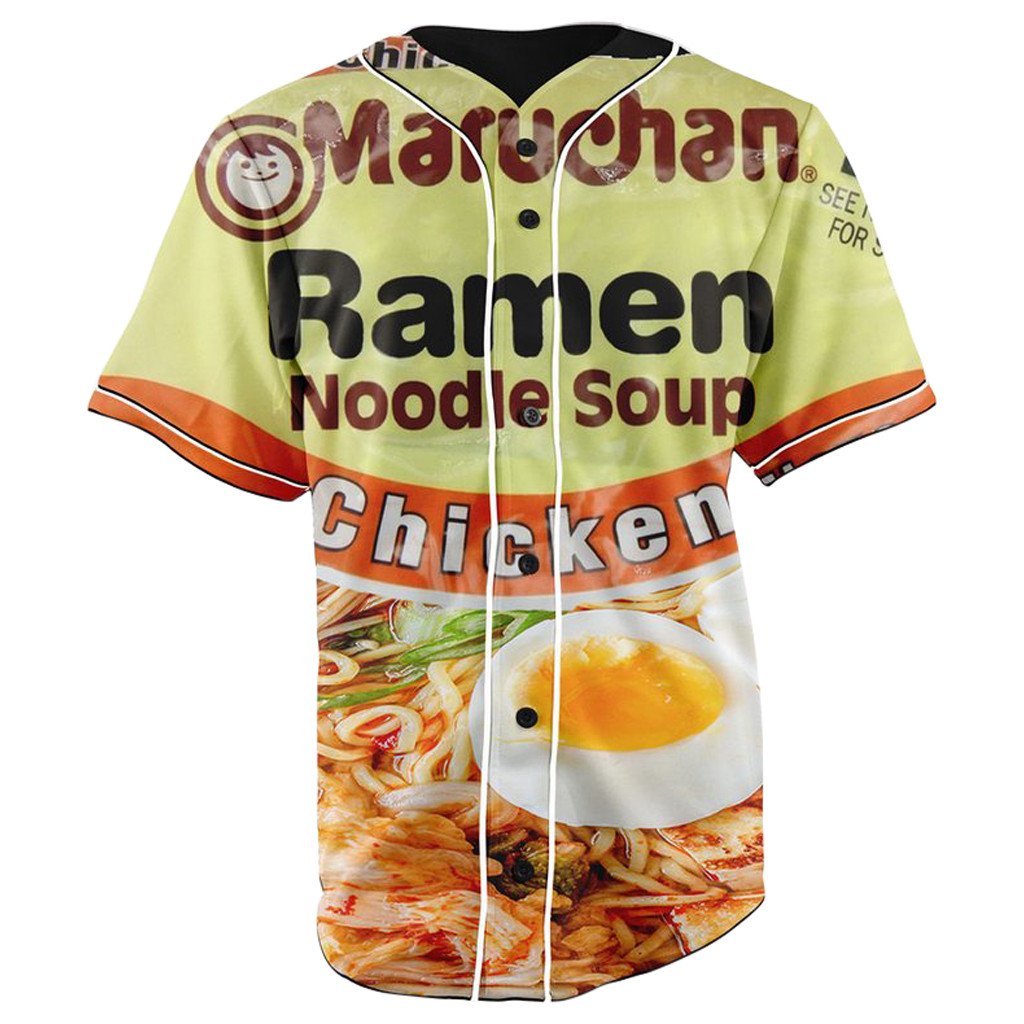 Chicken Flavor Ramen Noodle Soup Button Up Baseball Jersey