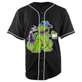 Reptar Pot Head Rugrats Black Button Up Baseball Jersey