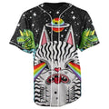 Retro Cat Black Button Up Baseball Jersey